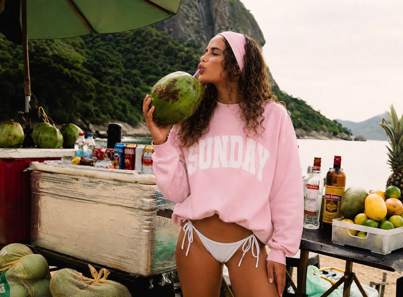 Sunday  Mock Neck Crew Sweatshirt